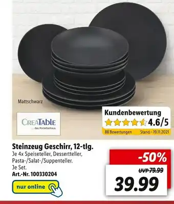 Lidl Creatable steinzeug geschirr Angebot