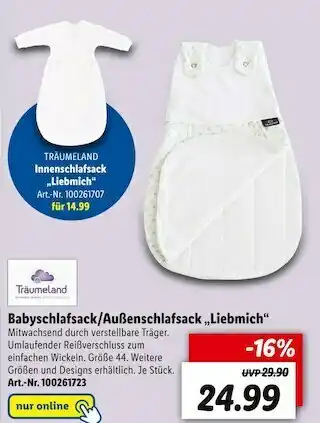 Lidl Träumeland babyschlafsack/außenschlafsack „liebmich“ Angebot