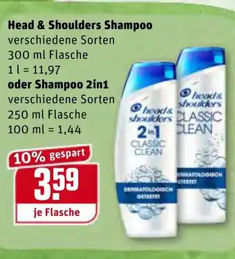 REWE Head & Shoulders shampoo 300 ml oder Shampoo 2in1 Angebot