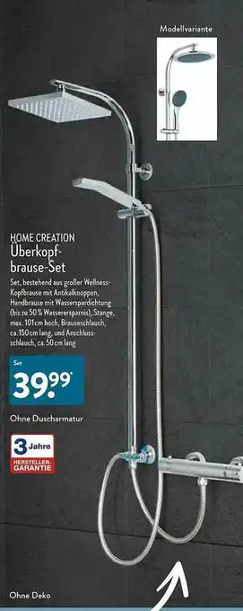 Aldi Nord Home Creation überkopfbrause-set Angebot