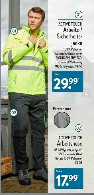 Aldi Nord Active Touch Arbeitshose Oder Arbeits- Sicherheitsjacke Angebot