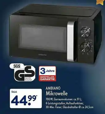 Aldi Nord Sgs Ambiano Mikrowelle Angebot