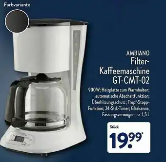 Aldi Nord Ambiano Filterkaffeemaschine Gt-cmt-02 Angebot