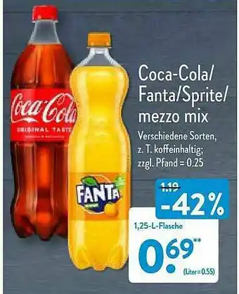 Aldi Nord Coca-cola, Fanta, Sprite Oder Mezzo Mix Angebot