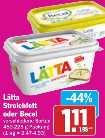 Hit Lätta Streichfett oder Becel Angebot