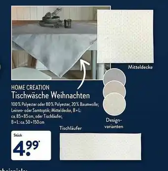 Aldi Nord Home Creation Tischwäsche Weihnachten Angebot