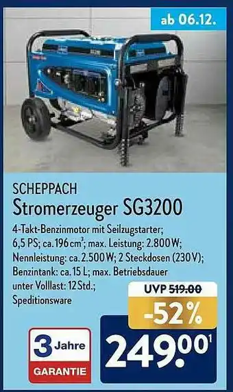 Aldi Nord Scheppach Stromerzeuger Sg3200 Angebot