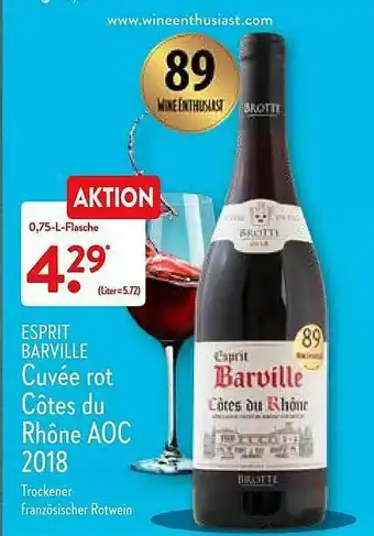 Aldi Nord Esprit Barville Curée Rot Côtes Du Rhône Aoc 2018 Angebot