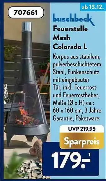 Aldi Süd Buschbeck Feuerstelle Mesh Colorado L Angebot