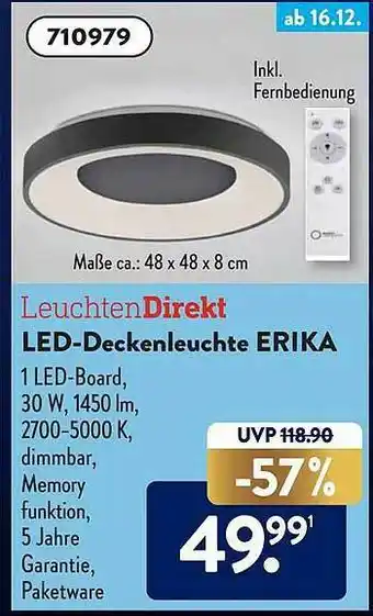 Aldi Süd Leuchtendirekt Led-deckenleuchte Erika Angebot