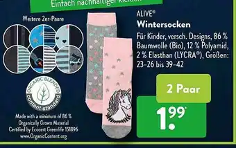 Aldi Süd Alive Wintersocken Angebot