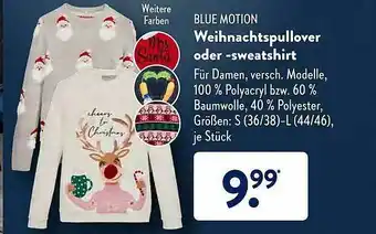 Aldi Süd Blue Motion Weihnachtspullover Oder -sweatshirt Angebot