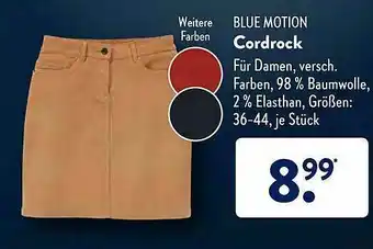 Aldi Süd Blue Motion Cordrock Angebot