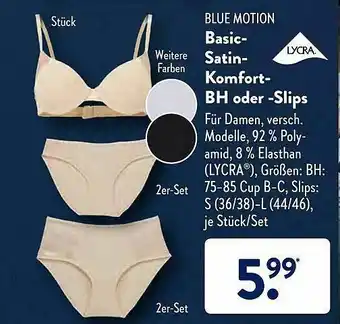 Aldi Süd Blue Motion Basic-satin-komfort-bh Oder -slips Lycra Angebot