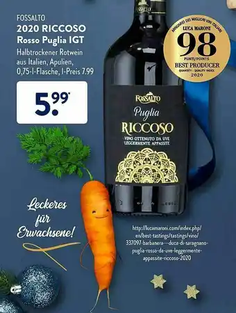 Aldi Süd Fossalto 2020 Riccoso Rosso Puglia Igt Angebot