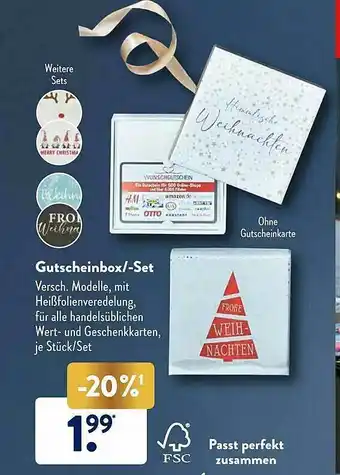 Aldi Süd Gutscheinbox -set Angebot