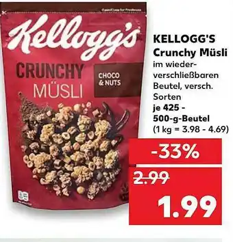 Kaufland Kellogg's Crunchy Müsli Angebot