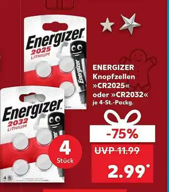 Kaufland Energizer Knopfzellen CR2025 Angebot