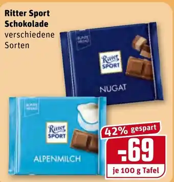REWE Ritter sport Schokolade 100g Angebot
