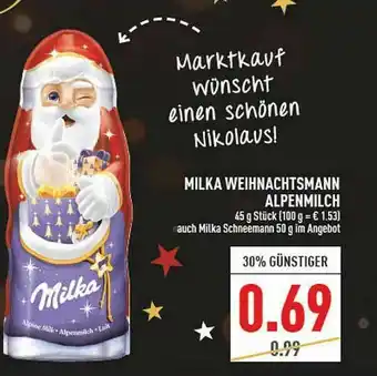 Marktkauf Milka Weihnachtsmann Alpenmilch Angebot