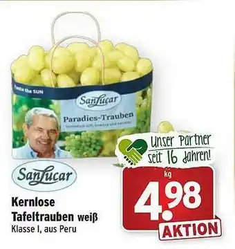 Wasgau Sanlucar Kernlose Tafeltrauben Weiß Angebot