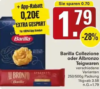 WEZ Barilla Collezione oder Albronzo Teigwaren Angebot