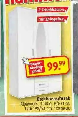 ROLLER Drehtürenschrank Alpinweiß Angebot