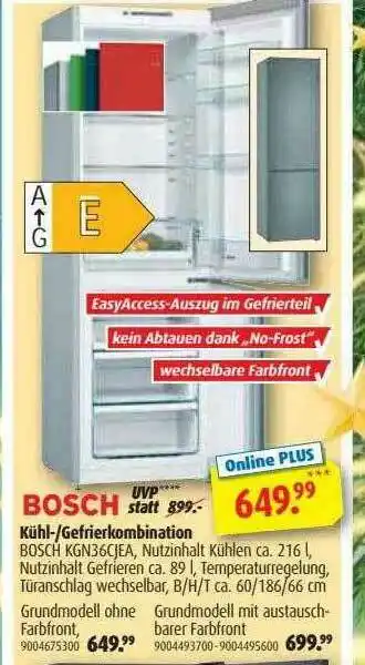 ROLLER Bosch Kühl Gedrierkombination Angebot