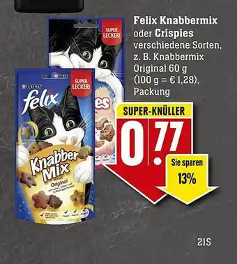 Scheck-in-Center Felix Knabbermix Oder Crispies Angebot