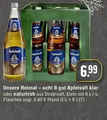 Scheck-in-Center Unsere Heimat - Echt & Gut Apfelsaft Klar Oder Naturtrüb Angebot