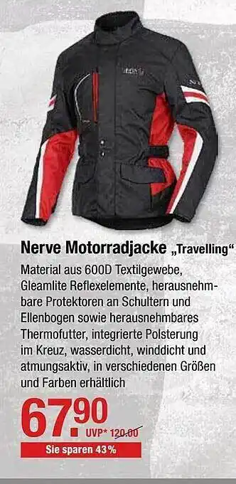 V Baumarkt Nerve Motorradjacke ,,Travelling" Angebot