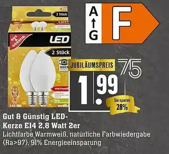 Scheck-in-Center Gut & Günstig Led-kerze E14 2.8 Watt 2er Angebot