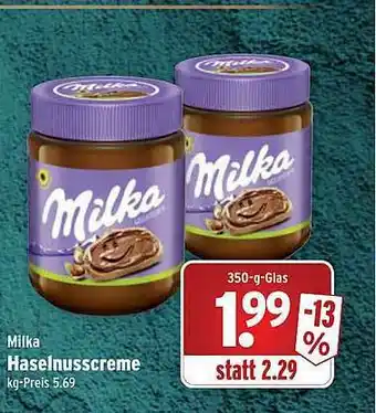 Wasgau Milka Haselnusscreme Angebot