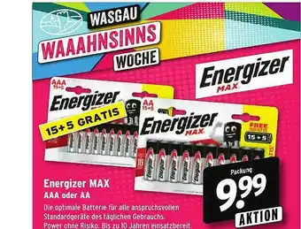 Wasgau Energizer Max Aaa Oder Aa Angebot