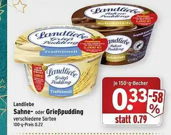 Wasgau Landliebe Sahne- Oder Grießpudding Angebot