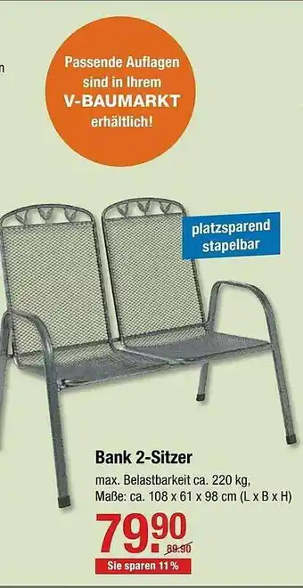 V Baumarkt Bank 2 Sitzer Angebot