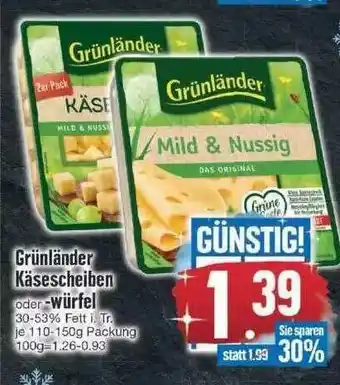 Edeka Grünländer Käsescheiben Oder -würfel Angebot