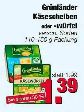 Edeka Scherer Grünländer Käsescheiben Oder -würfel Angebot