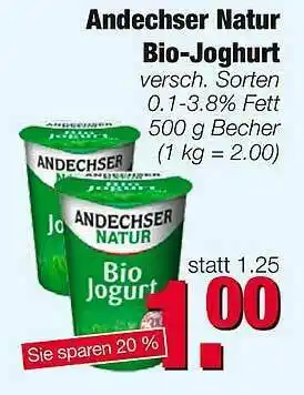 Edeka Scherer Andechser Natur Bio-joghurt Angebot