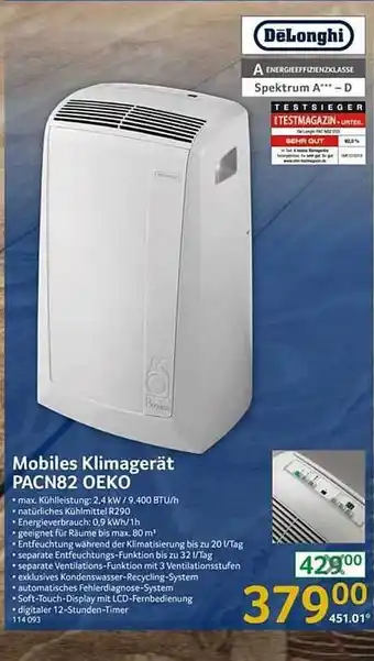 Selgros Delonghi Mobiles Klimagerät PACN82 OEKO Angebot