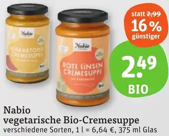 tegut Nabio vegetarische Bio-Cremesuppe Angebot