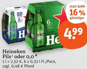 tegut Heineken Pils oder 0,0 Angebot