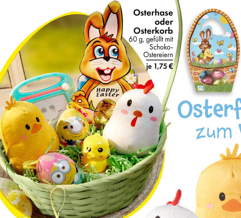 Osterhase oder Osterkorb 60 g Angebot bei TEDi