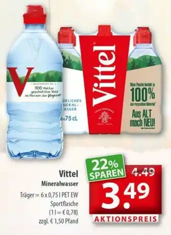 Getränkeland Vittel Mineralwasser 6x0,75L Angebot