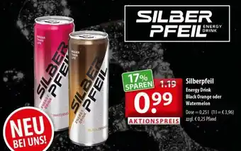 Getränkeland Silberpfeil Energy Drink Black Orange oder Watermelon 0,25L Angebot