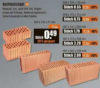 V Baumarkt Hochlochziegel Angebot