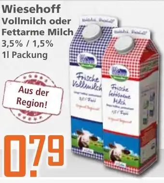 Klaas und Kock Wiesehoff Vollmilch oder Fettarme Milch 1L Angebot