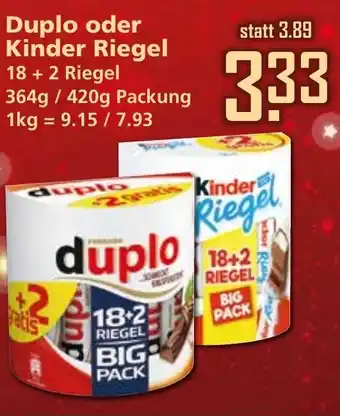 Klaas und Kock Duplo oder Kinder Riegel 364/420g Angebot