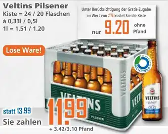 Klaas und Kock Veltins Pilsener 20x0,5L / 24x0,33L Angebot