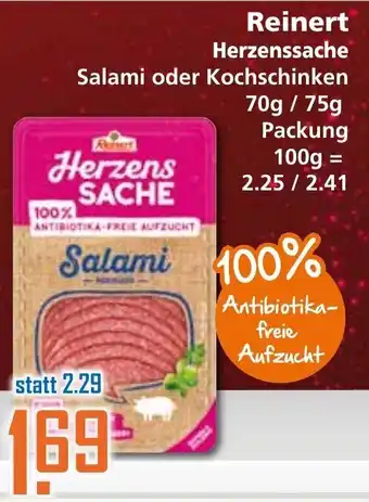 Klaas und Kock Reinert Herzenssache Salami oder Kochschinken 70/75g Angebot